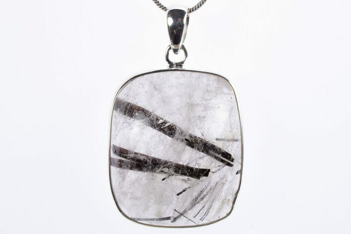 Glassy Tourmalinated Quartz Pendant - Sterling Silver #305034